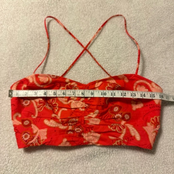 A.L.C. Arit Floral Ruched Crop Top Pink Paisley Print Crop Top - Picture 7 of 15